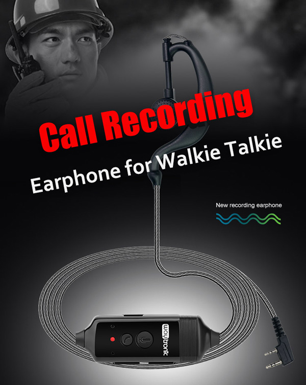 Call Recording Ear Hook Earpiece of Walkie Talkie Radio