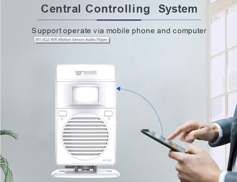 WiFi Motion Sensor Audio Player for Chain Store Welcome Doorbell and POS Advertising